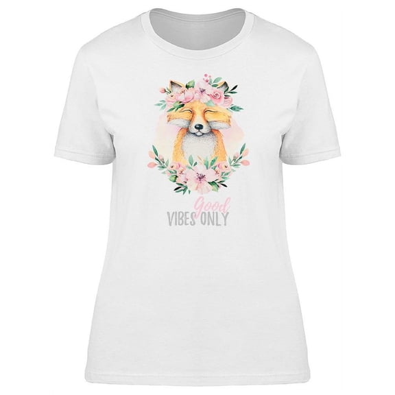 Cute Fox: Good Vibes Only T-Shirt Women -Image by Shutterstock, Female Medium