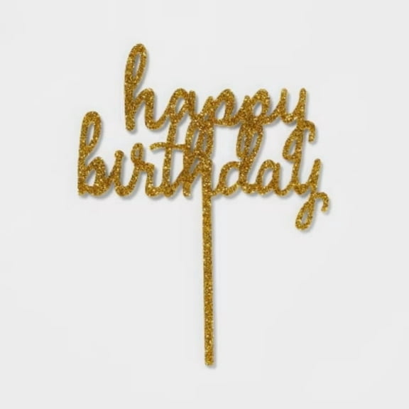 "Happy Birthday" Cake Decor Gold