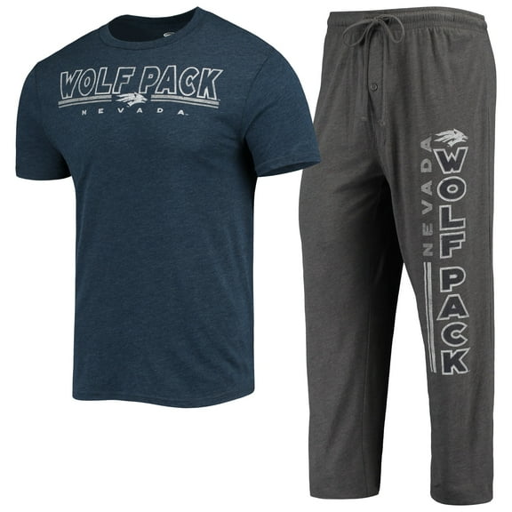 Men's Concepts Sport Heathered Charcoal/Navy Nevada Wolf Pack Meter Top & Pants Sleep Set
