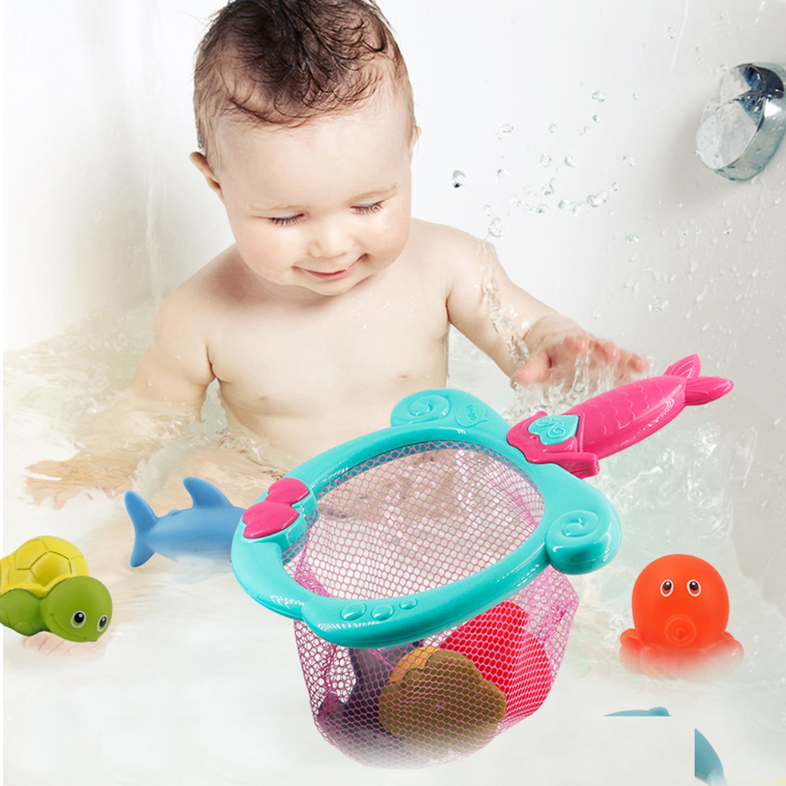 Hesroicy 1 Set Baby Fishing Toys Squeaky Sound Water Spray Cute Octopus