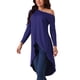 thumbnail image 4 of INSPIRAR CHIC Blusa Casual de Una Sola Manga Larga Asimétrica con Dobladillo Irregular en Color Azul Marino, 4 of 5