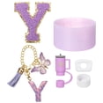 thumbnail image 1 of Juego de accesorios Uxcell para taza con asa, que incluye cubierta de silicona para popote, bota, tapón a prueba de derrames, encanto de asa, etiqueta de iniciales letra Y, 1 of 7