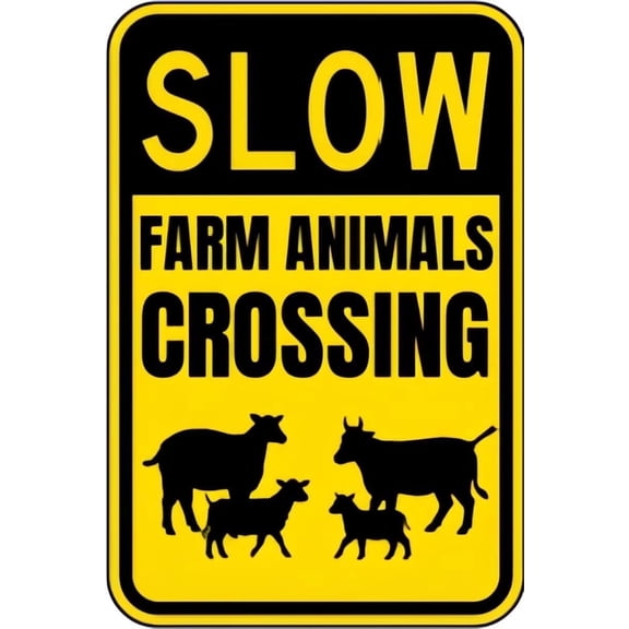 Vintage Metal Slow Farm Animals Crossing Tin Sign Retro Wall Decor for Home Coffee Bar Funny Aluminum Sign 8 x 12 Inch