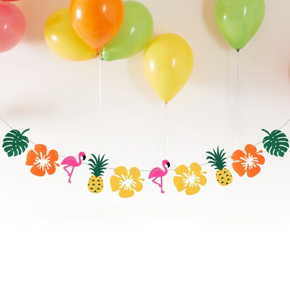 SASABAXI 1Set Tropical Luau Bunting Banners Assorted Color Paper Decoration For Birthday Party Wall