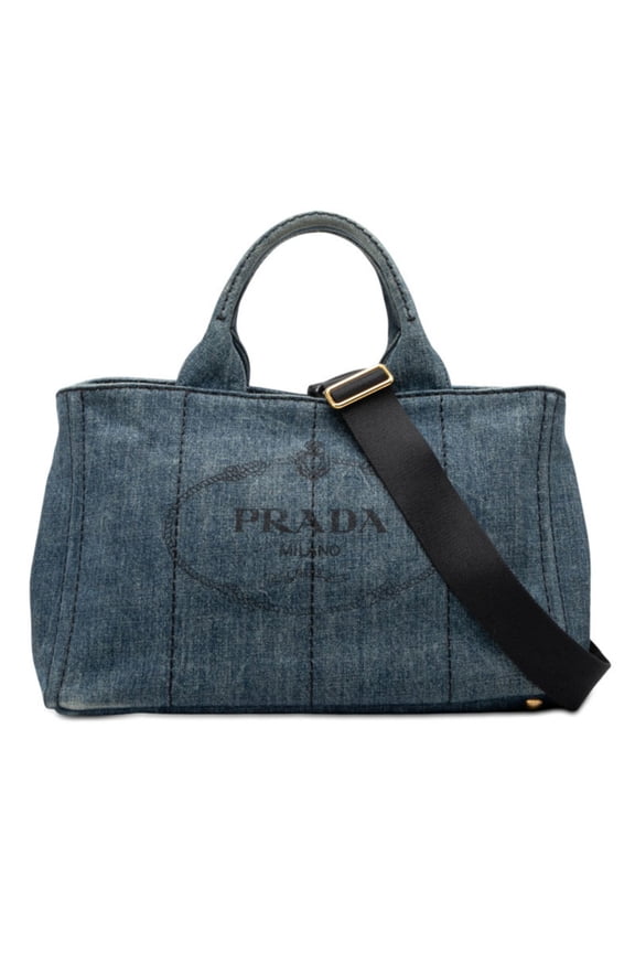 Pre-Owned Prada Canapa Tote Bag/Shoulder Bag, 2-Way, 1BG642, Indigo Blue Denim,... (Good)