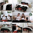 thumbnail image 6 of Mushrooms Black Duvet Cover Set, Botanical Leaf Butterflies Country Moon Soft Duvet Cover Full Size Bedding Set 4 Pieces, 1 Quiltcover and 2 Pillowcases with Zipper, 1 Bed Sheet for All Seasons, 6 of 9