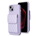 thumbnail image 1 of For Iphone 15 Vertical Wallet Rhombic Leather Phone Case(Purple),iPhone 16, 1 of 5