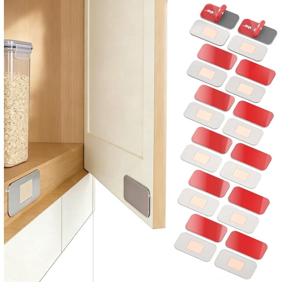 12 Pack Magnetic Cabinet Door Catch, No Drill Ultra Thin Cabinet Door Magnetic Catch for Drawer Magnet Adhesive Cabinet Latch Magnetic Closures Easy to Install with Double Sided Tape