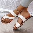 thumbnail image 6 of THDHVS Wide Sandals for Women,Sandals Women,Women's Fashionable and Casual Summer Style Outer Wear Flat Hollow Solid Color Soft Bottom Sandals White 7.5, 6 of 6