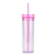 thumbnail image 1 of Vaso con pajita transparente de doble capa de 450 ml con tapa de color, vaso de agua de doble capa con pajita, 1 of 5