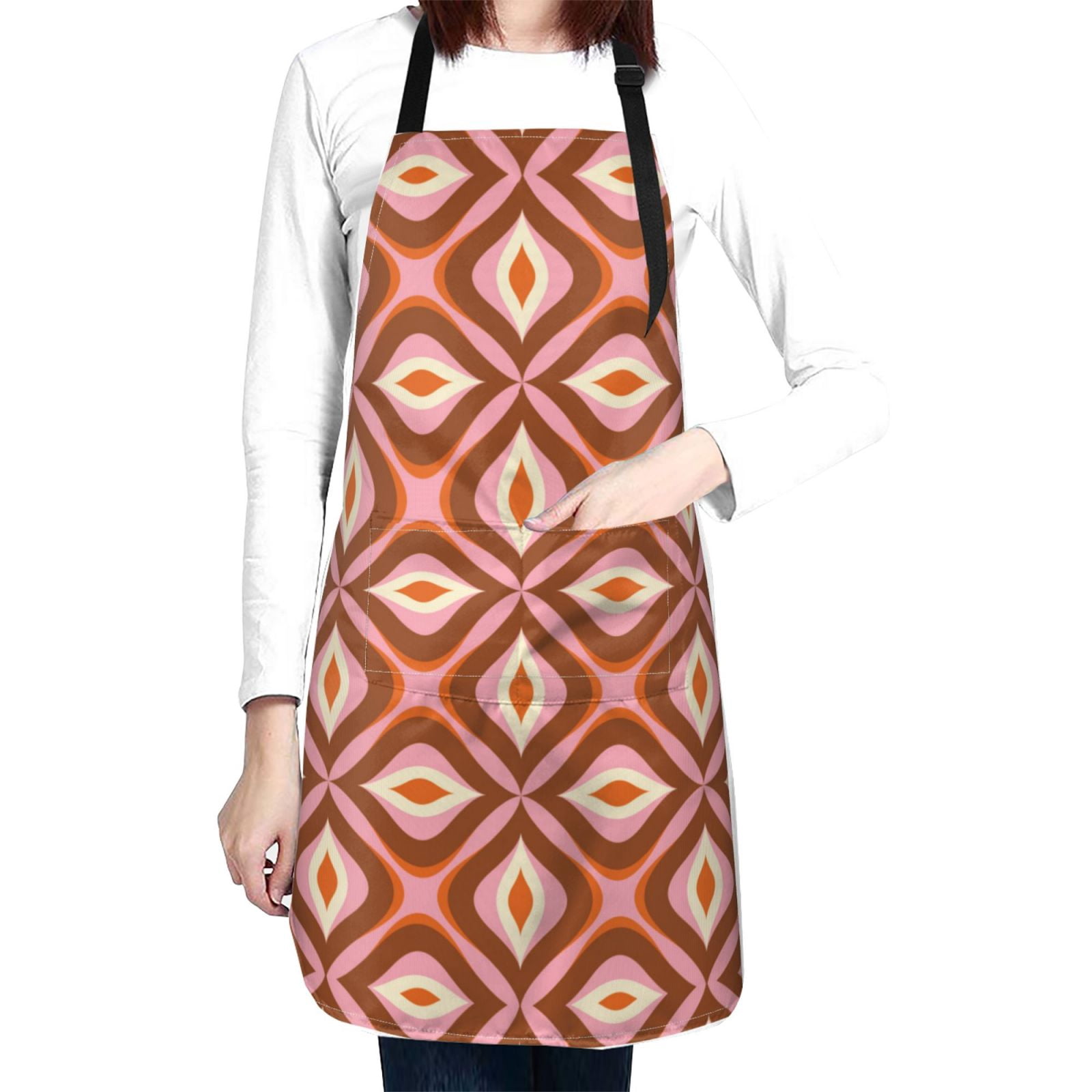 Kdxio 70s Retro Style Apron with Pockets Adjustable Kitchen Aprons for Men Women Waterproof Aprons for Cooking,Drawing,Crafting, Baking Household Cleaning