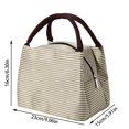 thumbnail image 3 of Striped Oxford Fabric Lunch Bag Tote with Handles | Portable Insulated Lunch Box for Office, School, Picnic (Khaki), 3 of 3