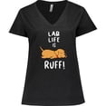 thumbnail image 3 of Inktastic Lab Life is Ruff Yellow Labrador Women's Plus Size V-Neck T-Shirt, 3 of 5