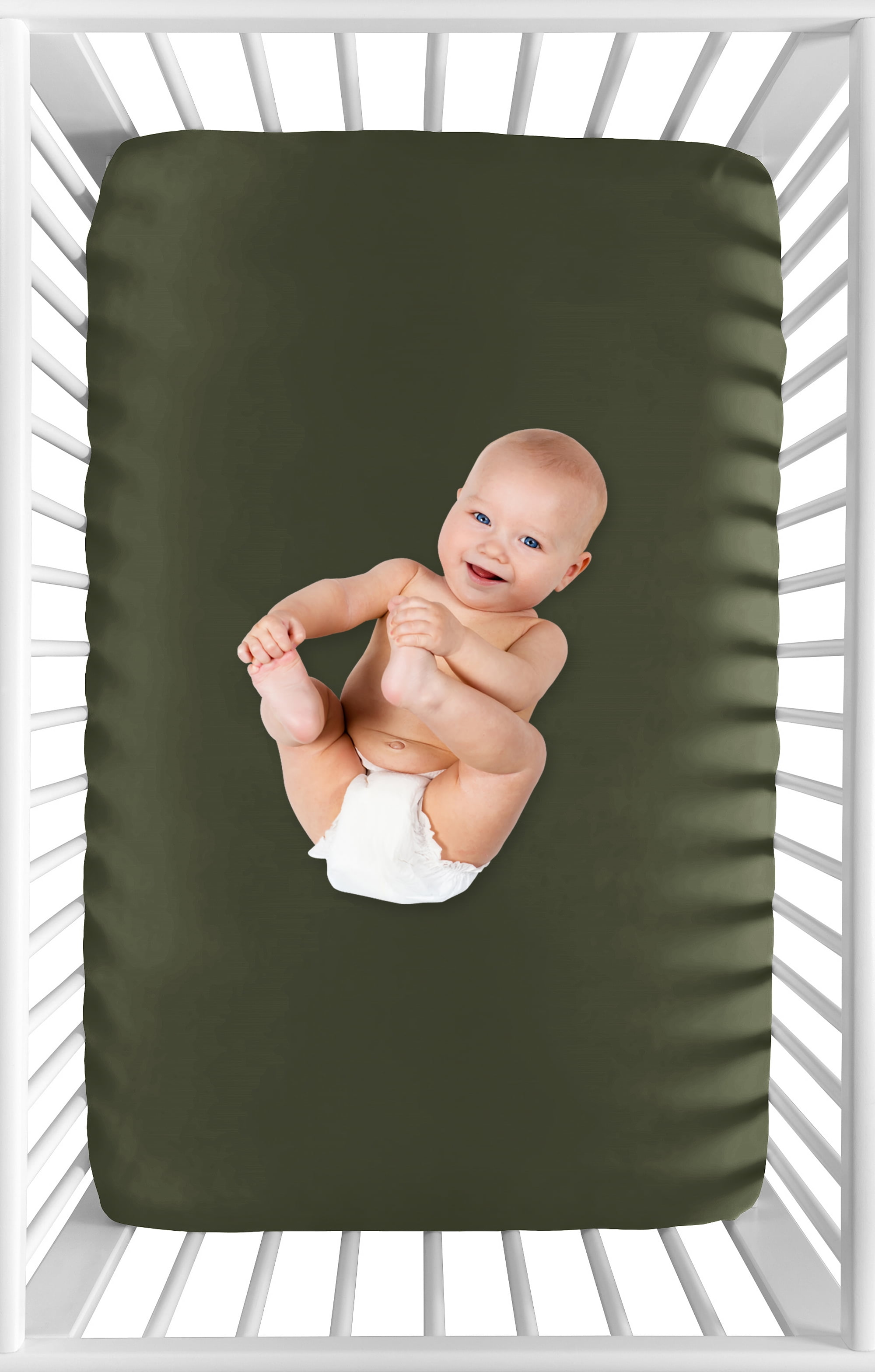Sweet Jojo Designs Dark Green Boy Fitted Mini Crib Sheet Baby