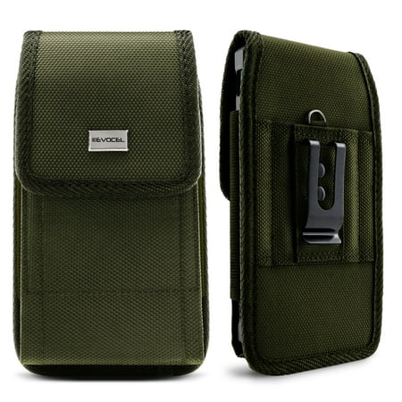 Evocel [Urban Pouch] Tactical Carrier with [Belt Loop & Holster] (6.10 in x 3.1 in x 0.37 in) Fits Galaxy J7, Galaxy S7/S6/S5 Active, LG K20 Plus, LG Stylo 3, T-Mobile REVVL & More, OD Green -