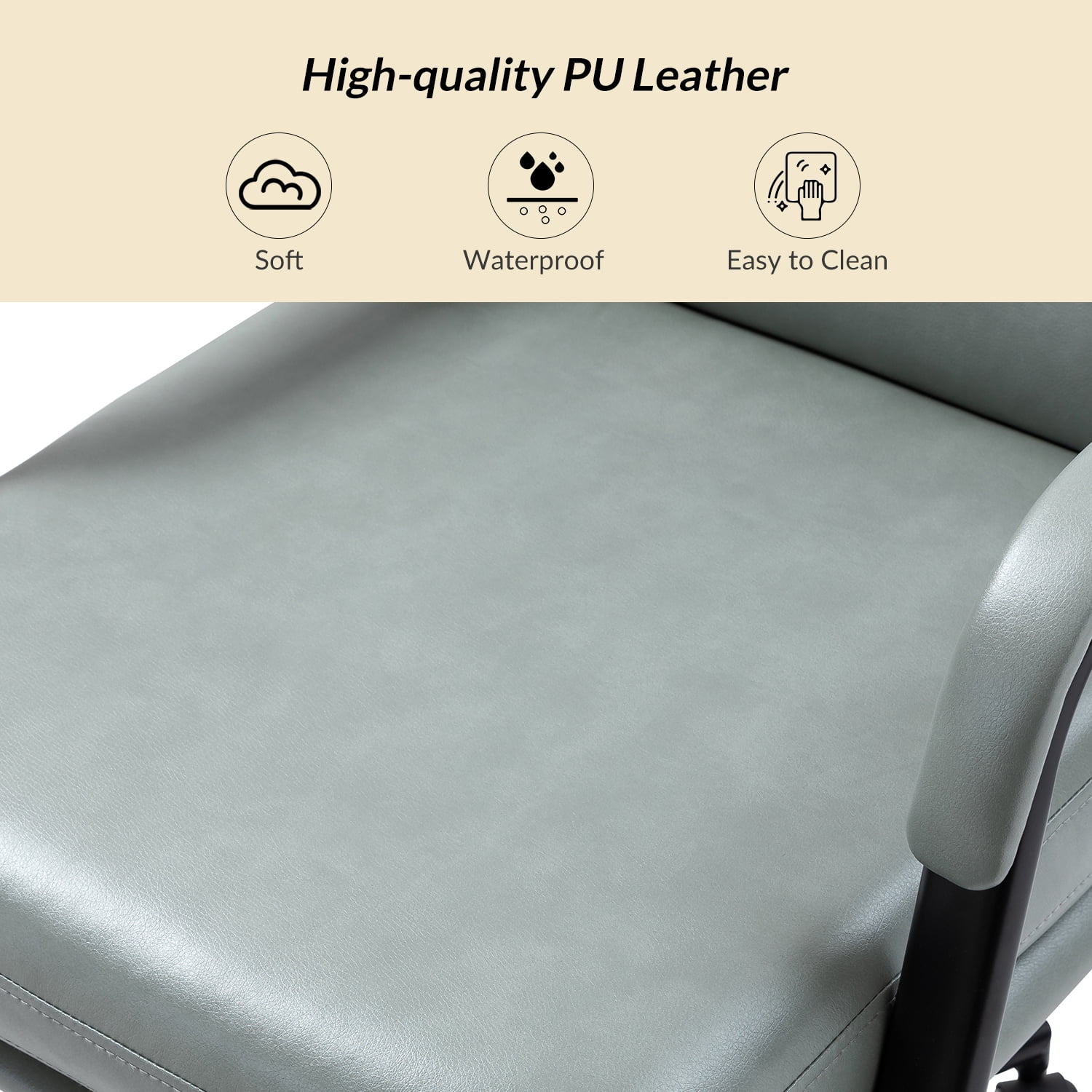 Ergonomic Office Chair Faux Leather Desk Chair Executive Swivel with High Back and Padded Cushion Sage