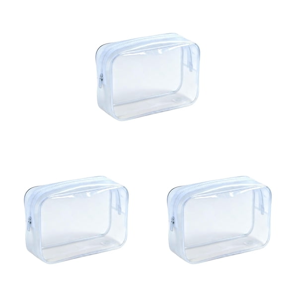 3 Pcs Clear Cosmetic Bags Small Makeup Organizer, Waterproof Travel Toiletry Bag with Zipper for Women Men, Portable Clear Carry On Case for Toiletries Cosmetics, Travel Accessories Organizer
