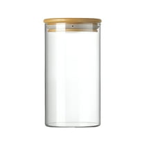 ACDANC Glass Jar with Airtight Bamboo Lid,Clear Glass Bottles with Airtight Round Cork,Decorative Sealed Jar organizer Holder with Wooden Lid for Candy,Cookie