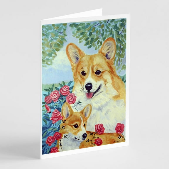 Corgi Momma loves Roses Greeting Cards and Envelopes Pack of 8
