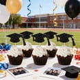 thumbnail image 5 of Fokuz Glitter Graduation Cap Cupcake Toppers Gold & Black Grad Hat Cake Picks For 2026 Graduation Party Decorations 20/30/50 Pack, 5 of 5
