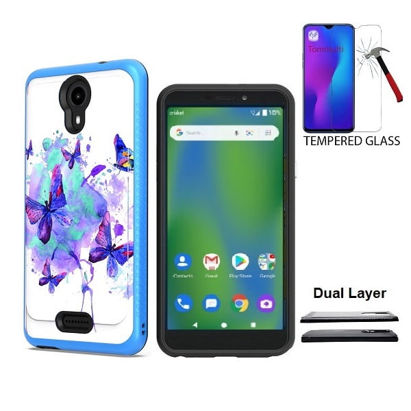 OEAGO Motorola Moto g7 Play Cases with ,Dual Layer Shock Proof Protective Rugged Protective Case Cover-Navy Blue HD Screen Protector