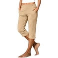 thumbnail image 3 of Eiyaclvo Work Capri Pants for Women High Waisted Stretch Straight Leg Cropped Pant Pull on Athletic Golf Cpris with Pockets, 3 of 10