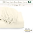 thumbnail image 4 of Pizuna Pure 100% Cotton Fitted Sheet Queen Ivory, Luxurious 400 Thread Count Long Staple Cotton Sateen Queen Fitted Sheet Only Deep Pocket Fit 15" (Combed Cotton Fitted Sheet -1PC), 4 of 4