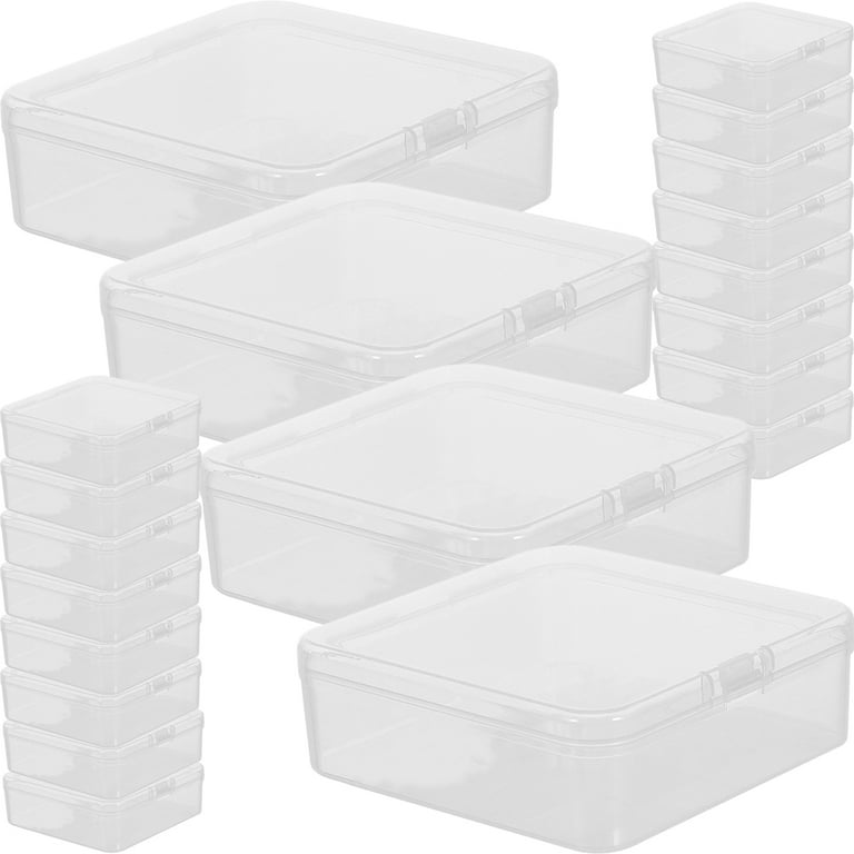 Small Plastic Box,20Pcs Small Clear Plastic Box Small Bead Boxes Plastic Crafts Storage Boxes with Lid, Size: 2.5X7.5X7.5CM
