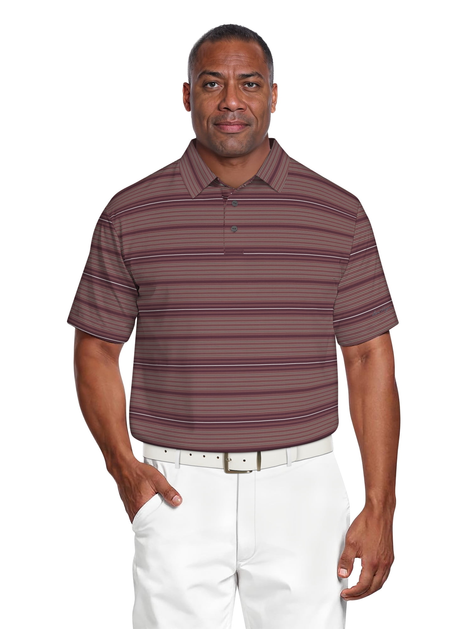 Ben Hogan Men's & Big Men's Performance Texture Stripe Short Sleeve Golf Polo Shirt, Sizes S-5XL