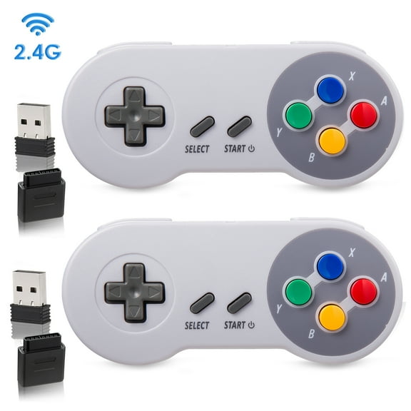 LUXMO Wireless 2.4GHz Controller for SNES, PC, MacOS, RetroPie, Raspberry Pi and Other USB Devices, comes with Original SNES receiver and USB 2.4 GHz receivers