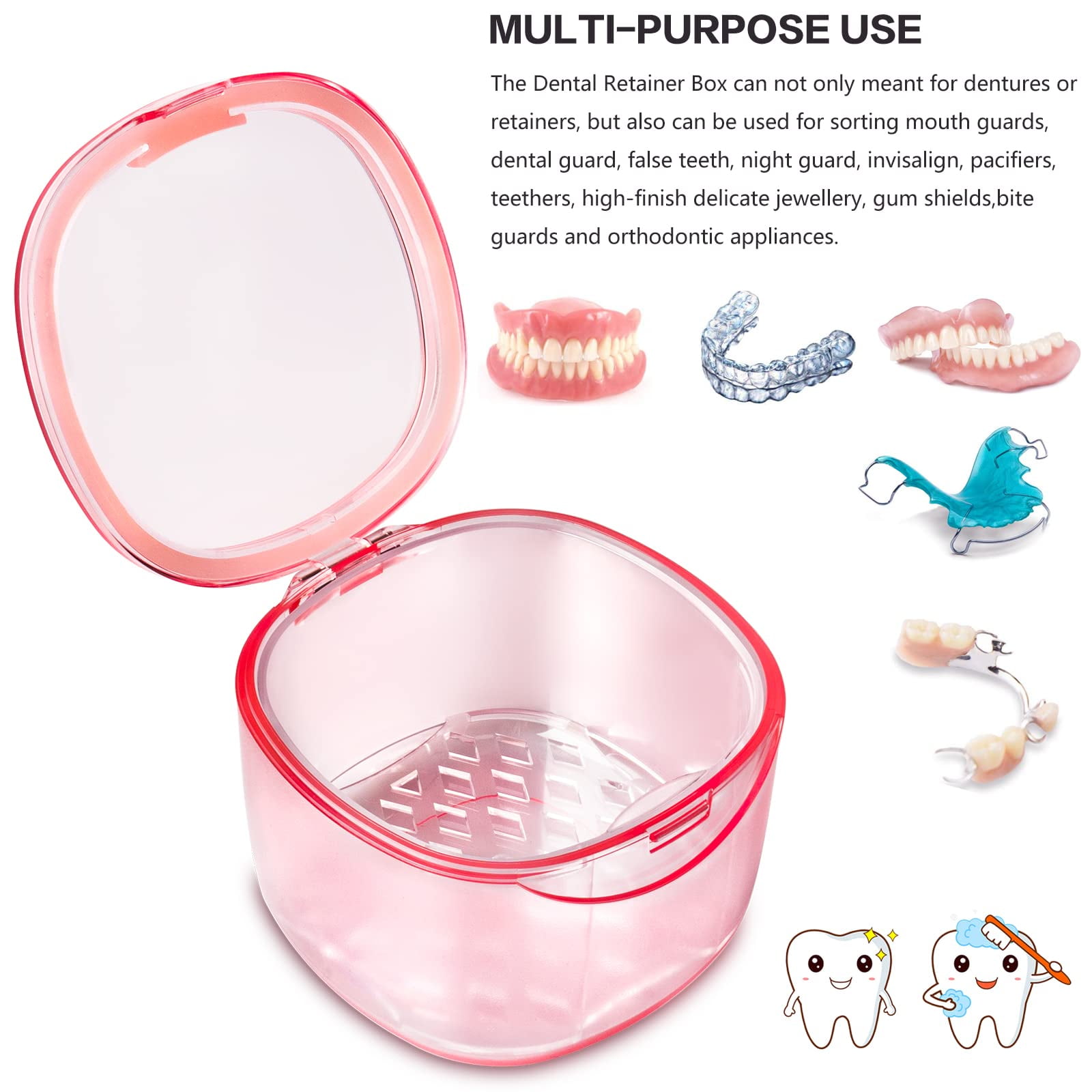 Denture Bath Case, NoLeak Denture Case Retainer Cleaning Box, Mouth