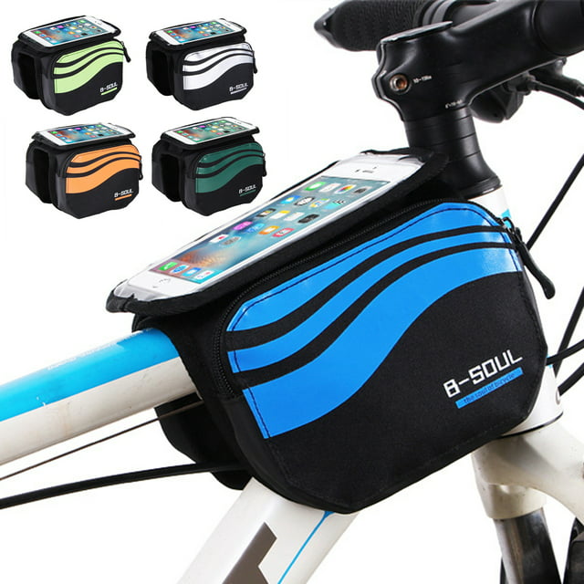 SPRING PARK Bicycle Bike Front Top Tube Frame Storage Pouch Double Bag Pouch for 5.7 Inch phone