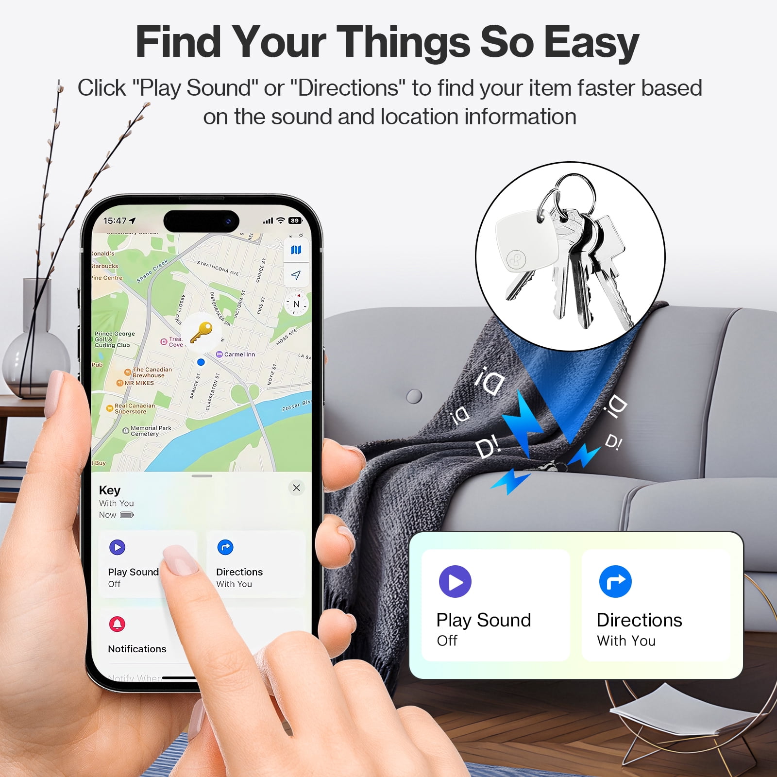 Air Tracker Tag 2Pack,Smart Wallet Tracker with Apple Find My(iOS Only),IP67 Waterproof,Standby for One Year,Item Locator Keys/Wallets/Bags,White