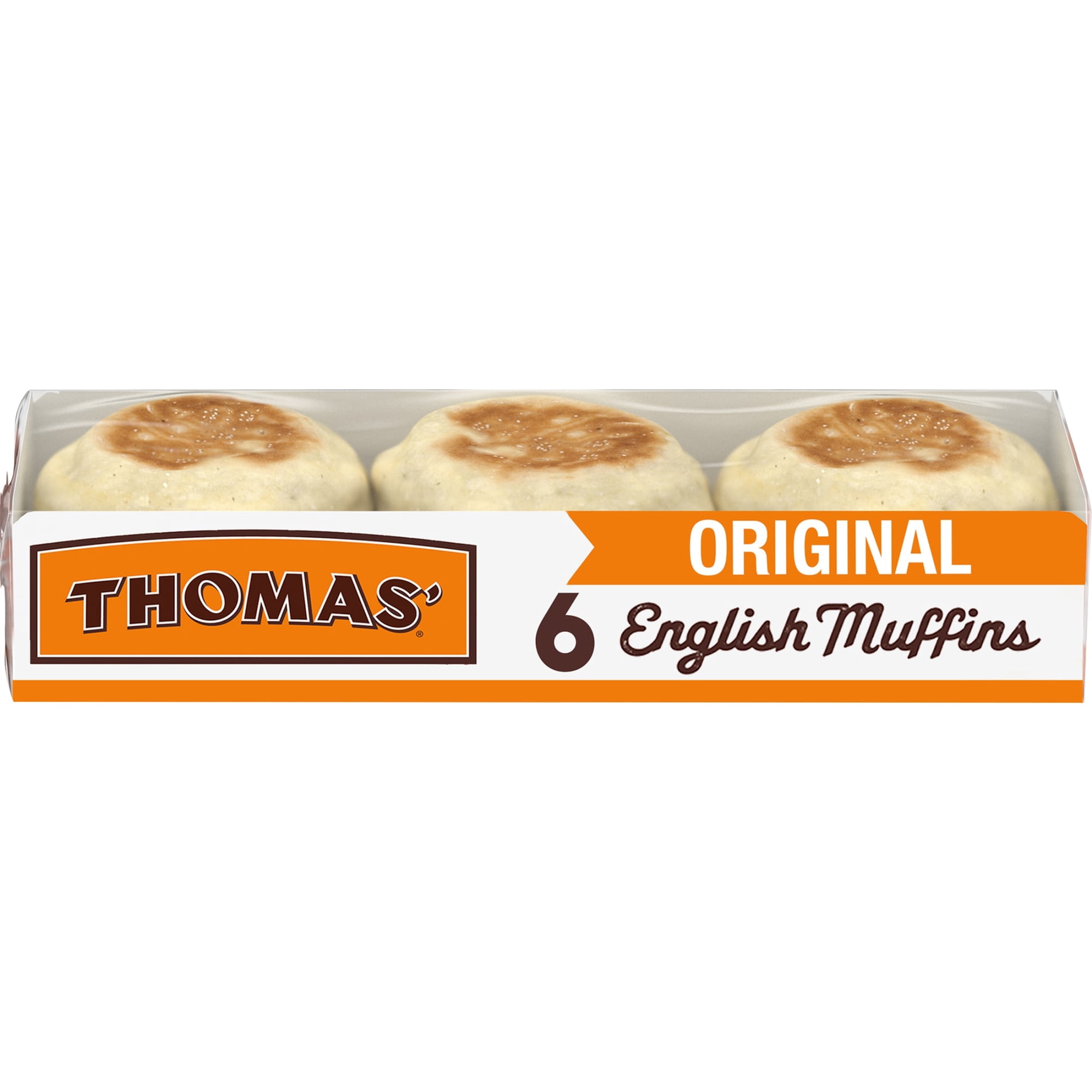 Thomas' Original English Muffins, 6 count, Kosher Plain English Muffins, 13 oz Tray