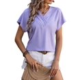 thumbnail image 2 of Womens Summer Top V Neck Short Sleeve Casual Blouse T Shirts Cute Loose Fit Trendy Basics Tees L, 2 of 9