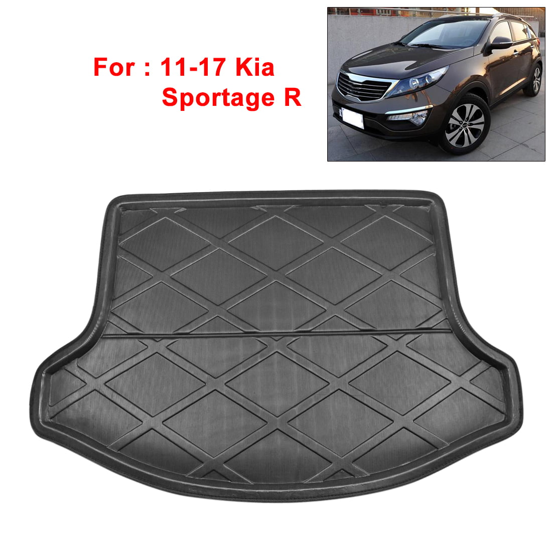 X AUTOHAUX Black Rear Trunk Boot Liner Cargo Mat Floor Tray for Kia Sportage R 11-17 