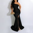 thumbnail image 2 of BYHONG Formal Dresses for Women 2024 Women's Dress Evening Gown One Shoulder Slit Sexy Dress Womens Formal Dresses Black XL, 2 of 8