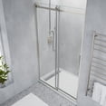 thumbnail image 2 of Stellar Series 57-60"W x 76"H Sliding Frameless Shower Door in Brushed Nickel with Tsunami Guard Tempered Glass, 2 of 6