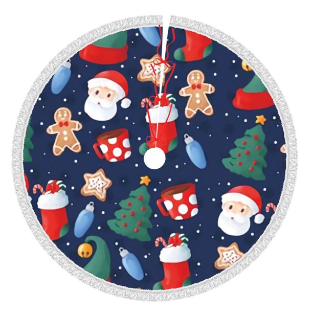 Faldas para árbol de Navidad de 48 pulgadas con texto "Merry Christmas", tapete para árbol de Navidad para vacaciones de invierno, falda para árbol de Navidad para decoraciones navideñas rústicas