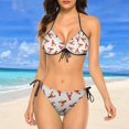 thumbnail image 4 of NICKSUN Ensemble Bikini Imprimé Homards Rouges pour Femmes, Maillots de Bain 2 Pcs Triangle à Ficelles, 4 of 6