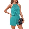 thumbnail image 4 of Summer Sleeveless Lace Patchwork Women Halter Jumpsuit Romper, 4 of 5