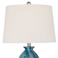 thumbnail image 3 of 360 Lighting Carlton Modern Coastal Table Lamps 28" Tall Set of 2 Swirling Blue Faux Marble White Tapered Drum Shade for Bedroom Living Room Bedside, 3 of 8