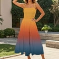 thumbnail image 4 of Fmbrln Summer Dresses for Women 2025 Sleeveless Spaghetti Strap Pleated Flowy Long Dress Beach Vacation Gradient Print Sundress, 4 of 4