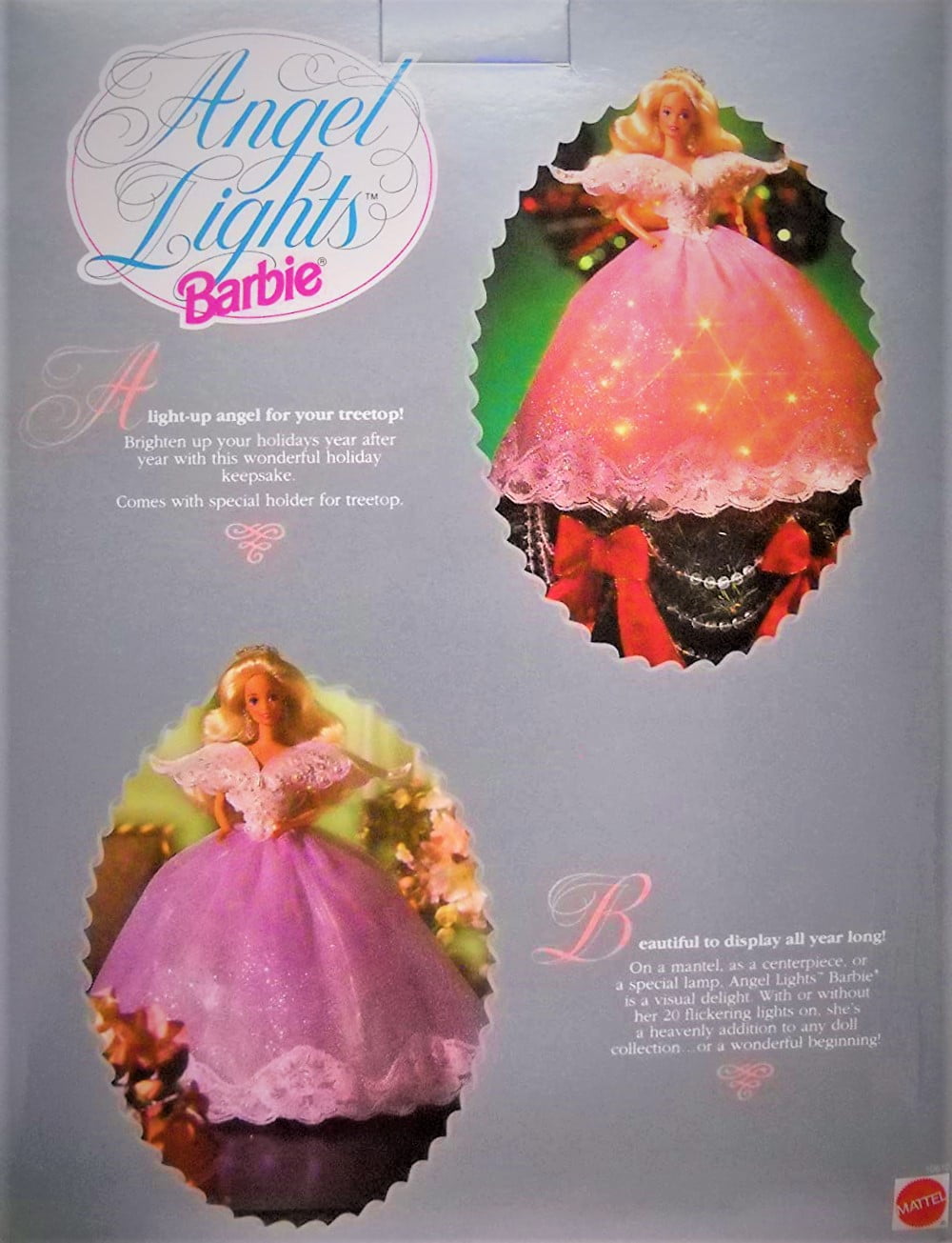 Angel Lights Barbie Doll Tree Topper Light up Angel Limited