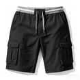 thumbnail image 5 of DDAPJ pyju Father's Day Gifts Mens Cargo Shorts Elastic Waist Drawstring Summer Casual Athletic Work Short Pants Trendy Beach Clothes Black XXL, 5 of 6