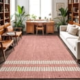 thumbnail image 3 of Blush Pink Washable Living Room Rugs 8'x10', Oatmeal Beige Pink Woven Fabric Texture Rustic Farmhouse Washable Throw Large Area Rug Non-Slip Sturdy Edge Binding Carpet for Bedroom Dining Room Office, 3 of 9