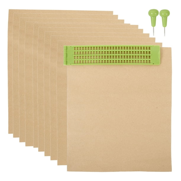 1 Juego de papel de escritura Braille, juego de tablero Braille de plástico, lápiz de escritura Braille, placa Braille de plástico para ciegos
