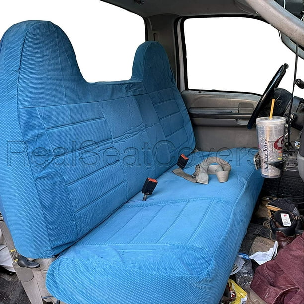 Seatcovers For F23 Ford F150 F250 F350 F450 F550 1997 Full Size Bench Seatcover Molded Headrest Fitted Blue Com - Ford Truck Bench Seat Covers