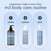 M3 Magnesium Massage Oil for Sore Muscles, Feet, Joints and Leg Cramps, Helps with Sleeping and Post-Workout Recovery, for Sensitive Skin, 8 fl oz