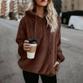 thumbnail image 1 of Pull à Capuche Manches Longues Hiver Femmes Pull Chaud avec 1/4 Zip, 1 of 7
